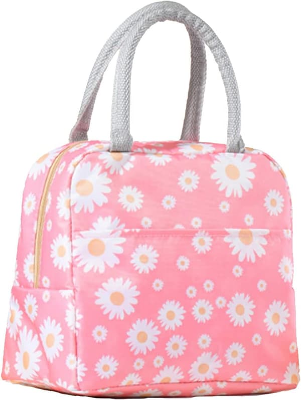 Isoleret madpose, bærbar termisk madpose-organizer mulepose til arbejde og picnic (Daisy Pink) Daisy Pink