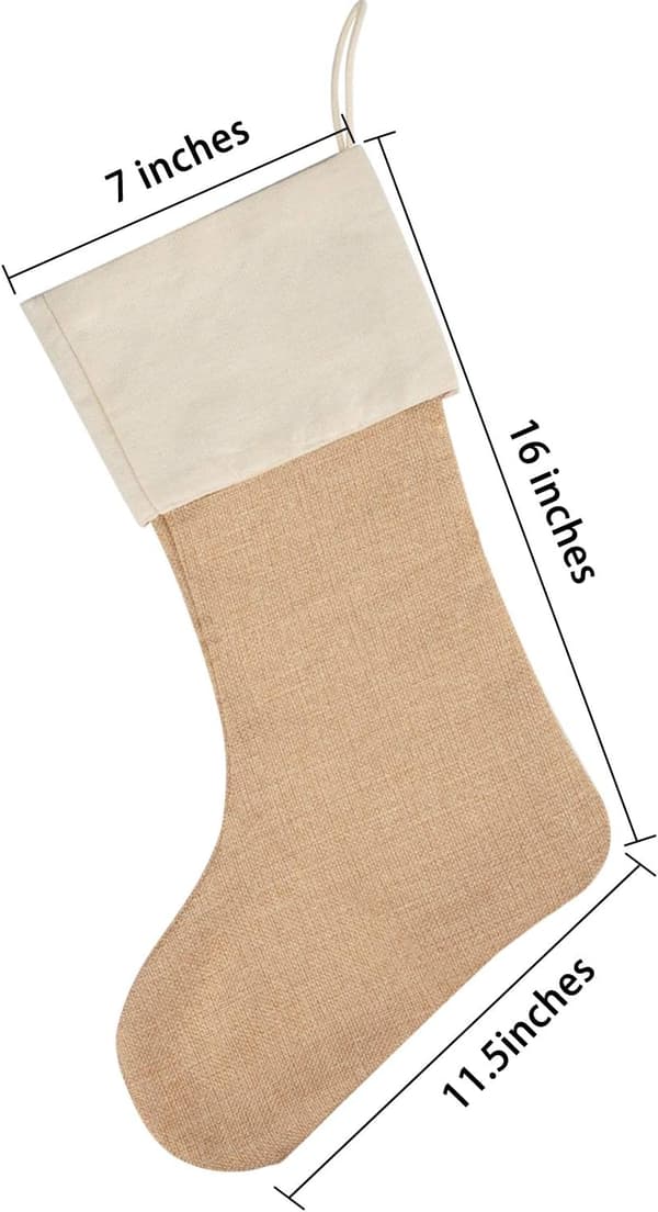 4-pakning julepynt i burlap til peisen, til DIY