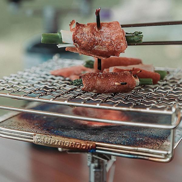 Grillnät i rostfritt stål, hopfällbart grillställ för brödrost (stort) m
