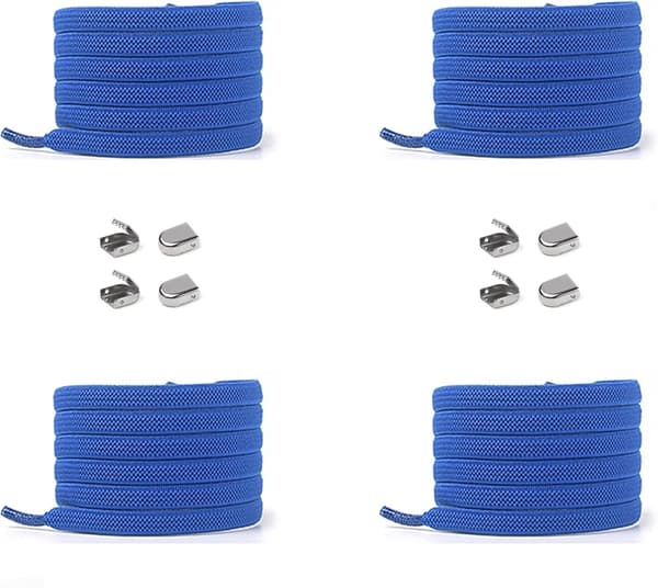 Elastiske snørebånd 4 stk. til 2 par sko med nem stramning uden at binde - blå Blue
