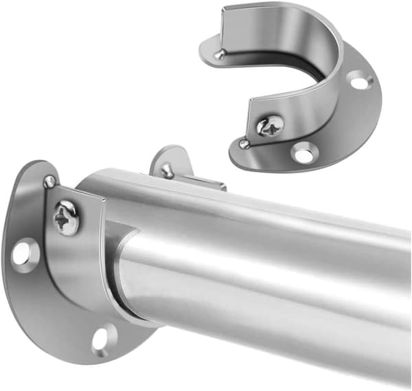 U-formede klesstenger i rustfritt stål, runde rørfotfester (32 mm) 4 stk