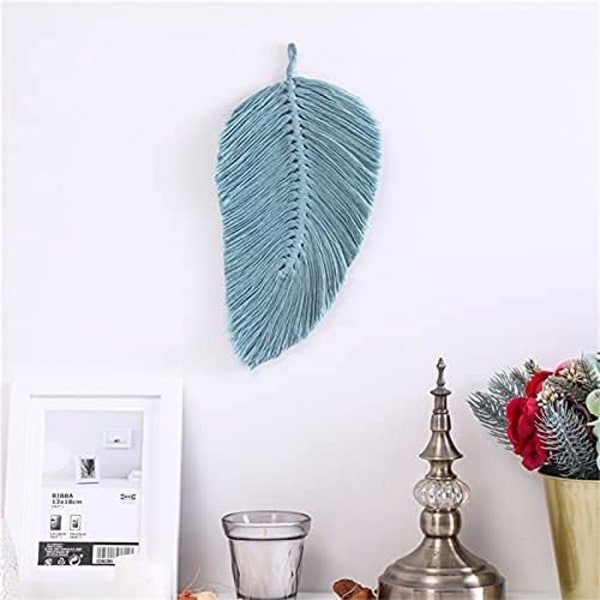 2-pack Macrame väggdekoration Boho dekoration Blad vävd gobeläng för vardagsrumsdekoration (Blå) Blue