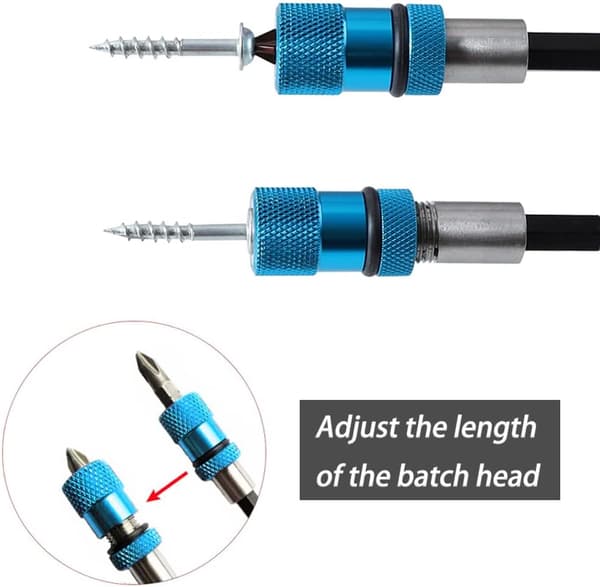 3 stk. justerbar skruedybde magnetisk skruetrækkerbitholder 1/4\" med Phillips 2 skruetrækkerbits, blå