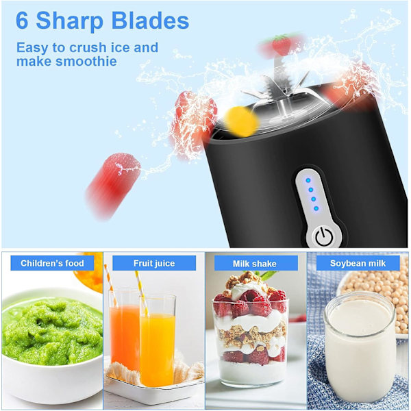 15,2 Unzen Wiederaufladbarer 4000 mAh Mini-Mixer | 6 Klingen Shakes und Smoothies Juicer Cup