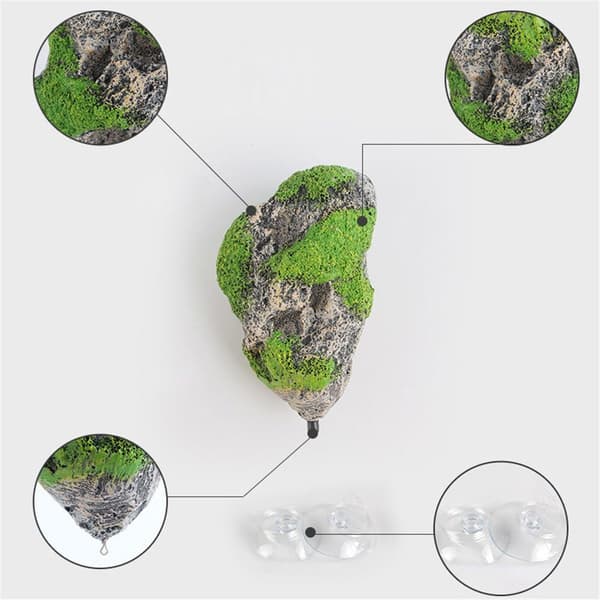 Akvarium Flytande Moss Stenprydnad Moss Sten Trä Hus Grottdekor
