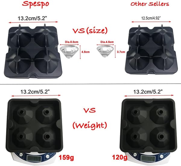 Diamant isterning silikoneform 5,0 cm diamant 4-delt diamant isterning