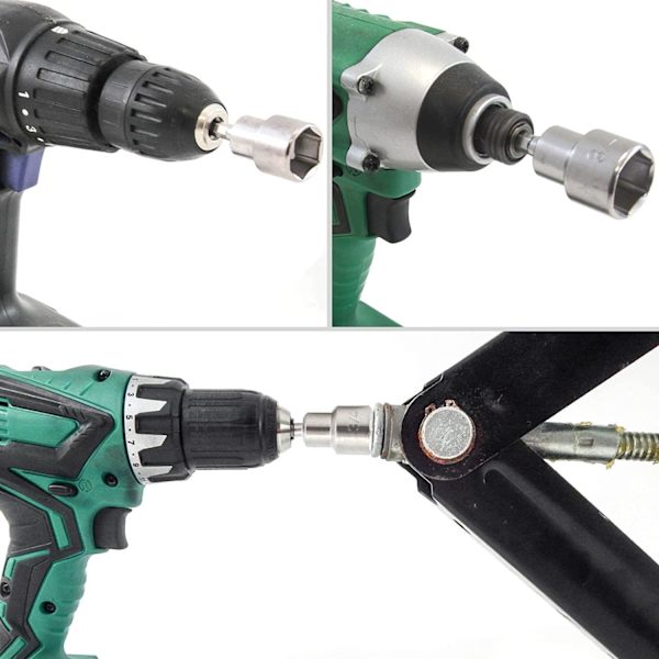 1/4\" Snabbväxlande Sexkantsfäste Mutterhållare Drivbits Metrisk Icke-Magnetisk - 2 Stycken