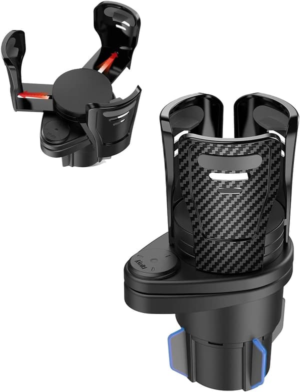 Bilkoppholderutvideradapter, 360 graders justerbar bilmonteringsutvider (karbonfiber)