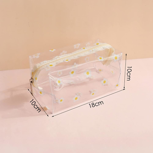 Transparent Blommig Kosmetisk Väska Resa Toalettväska Toalettväska Organizer Pennfodral（vit） White