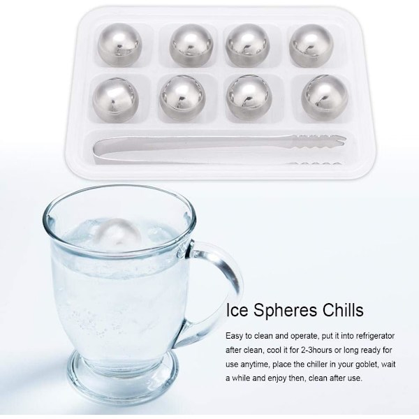 Rostfria isbollar Frost Whisky Whisky Stones med tång Silver 1