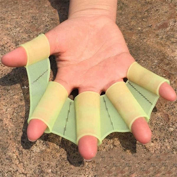 1 par silikon simhandskar Finger Frog Typ Webbed Vattenträning Large green L