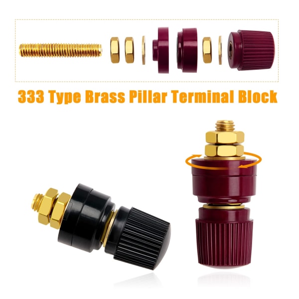 8 st M6 Terminal Binding Post, 333 typ mässingsplintterminalblock, M6-stiftbatteri-bindningspost