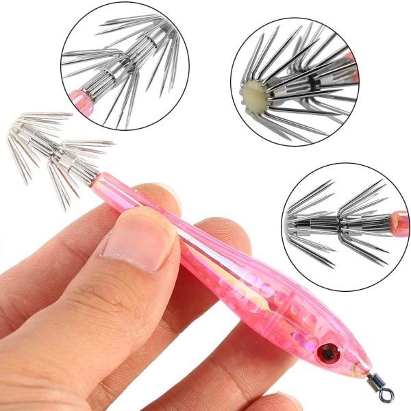Fiskebläckfiskbeten Kit 5st Plast Hård Bläckfisk Jig Krokar Lämplig för Sötvatten Havsvatten 9.5cm color 1