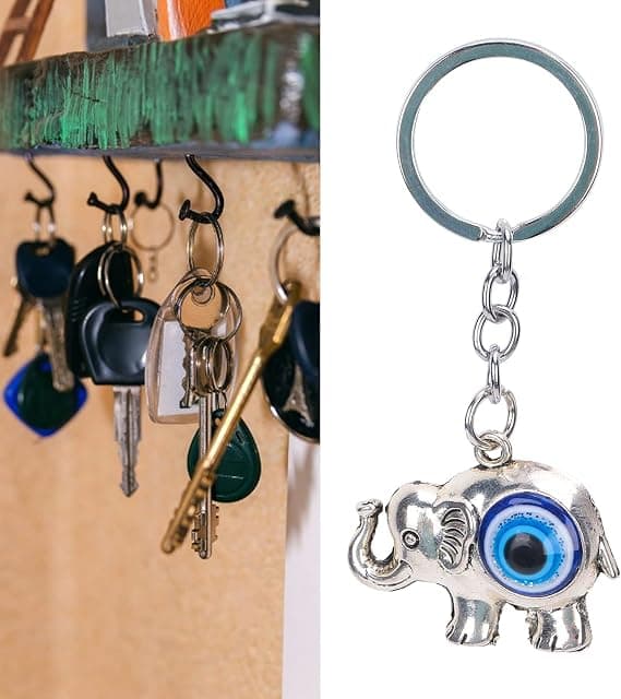 Blå Evil Eye Nøglering, Lykke Elefant Nøglering, Lykke Nøgle Vedhæng Elefant Charm