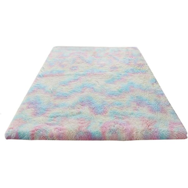 Doux Chambre Filles Tapis, Velours Arc-en-Ciel Shag Zone Tapis Moquette pour Enfants Bébé Salle（0.5*0.8m) 0.5*0.8m