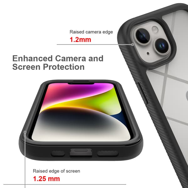 360° heldekkende kantbeskyttelsesdeksel til iPhone 15 svart