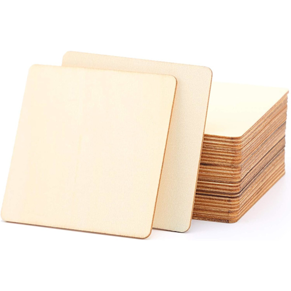 28 st 10 x 10 cm i obehandlade fyrkantiga träskivor jungfruskivor för berg-och dalbana, målning, skrivning