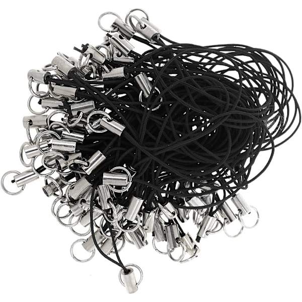 100-pack mobiltelefon snodd med kedja för MP3, USB-minne, nyckelring och ID-korthållare - Svart