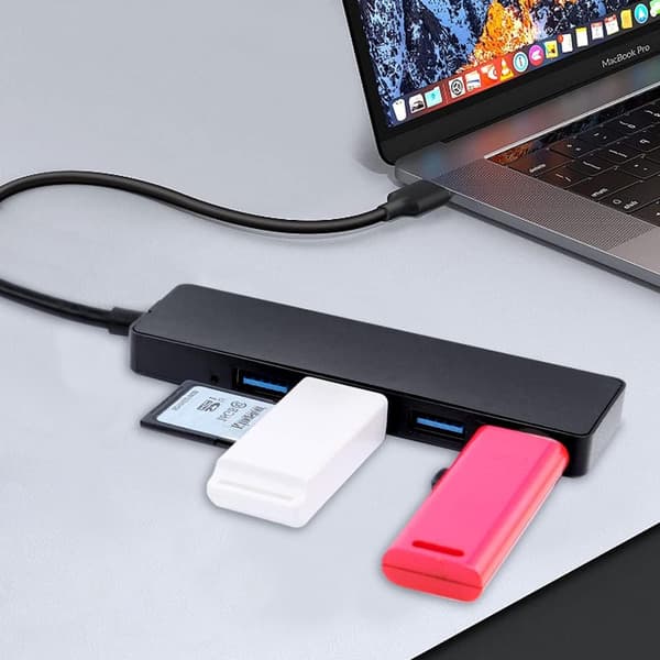 USB-hub, 4 USB-porter bærbar multi-USB-hub med 3 USB 2.0, 1 USB 3.0 for bærbar PC, svart