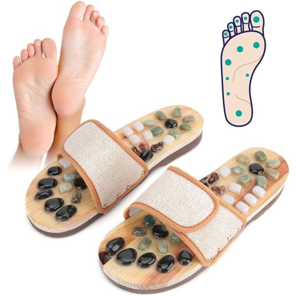 Akupressur fotmassager, zonterapi massage sandaler rutschkanor, Tofflor Pebble Foot Tofflor (storlek：39) 39