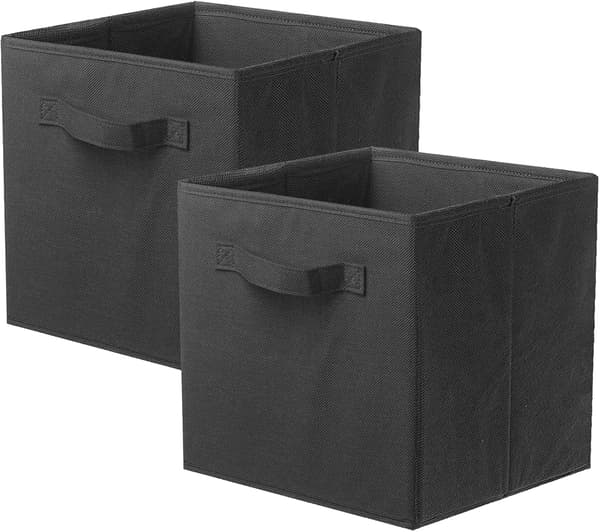 2-pack kubiska förvaringsfack i tyg för skåp och leksaker, polypropen Svart