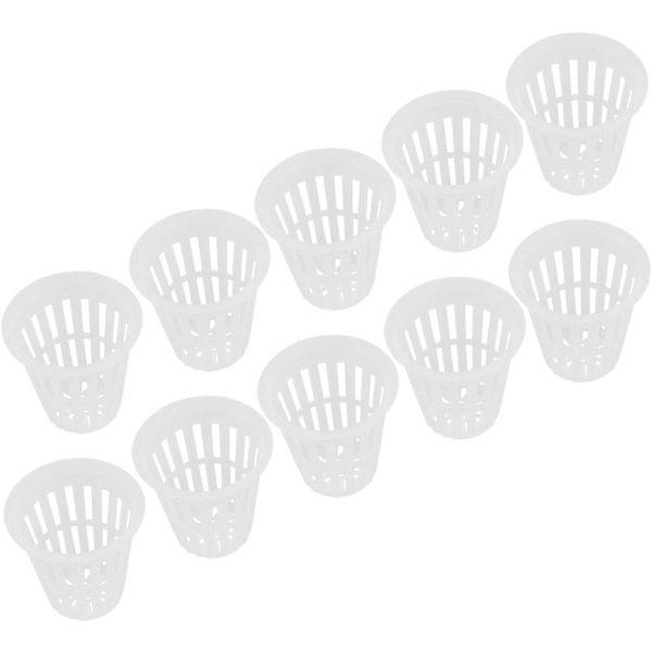 Trädgårdsnätkopp, plast hydroponisk nätkruka korg hydroponisk planteringsnät, 2 tum (vit) White