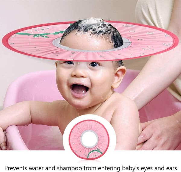 Hårvaskehat til småbørn, babybadehat sikker shampoo brusehat beskyttelse (lyserød) pink