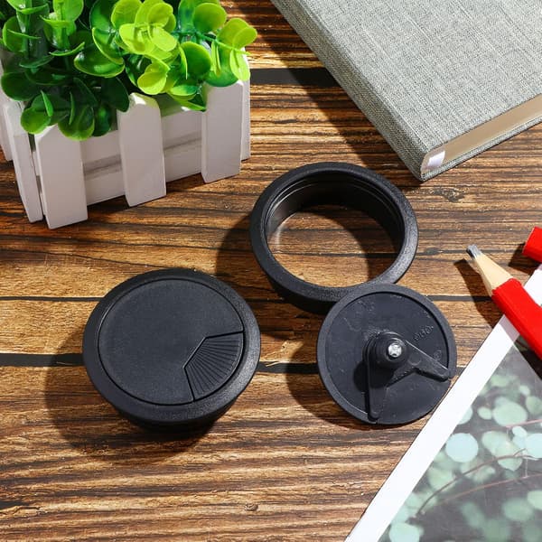 2 st Skrivbord Kabel Tråd Loop Sladd Hål Lock Organizer, 60mm / 2.36\" (Svart) black