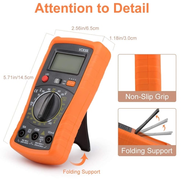 VC830L Digital Multimeter Handhållen Digital Multimeter Ammeter Voltmeter