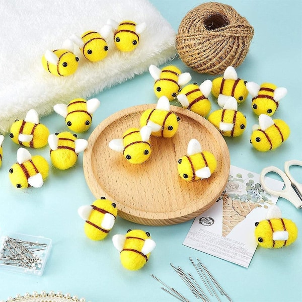 16 st Ullfiltbi,Minipyssel Honey Bee Hantverksbollar Pom Poms DIY Hantverksdekoration Ullfilt