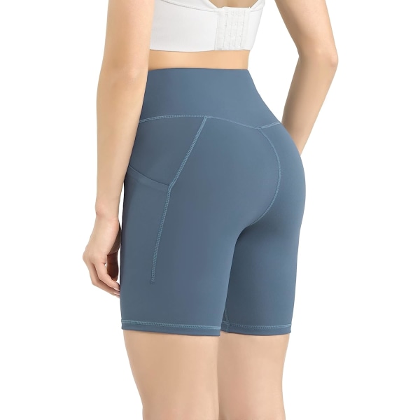 Damshorts med sidofickor, hög midja, för träning, yoga och övningar (röd-M) red m