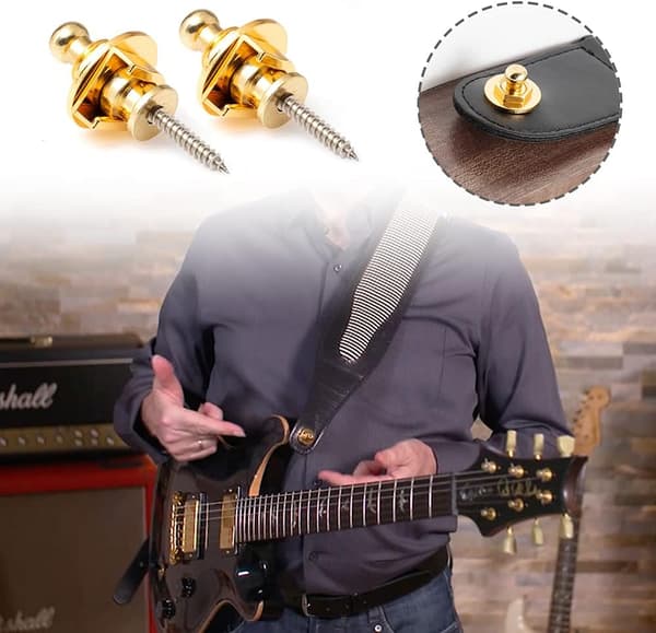 Gitarr Rem Lås Knappar 4st/Säkerhets Rem Lås Metall Snabbkoppling Säkerhets Remlås-guld gold
