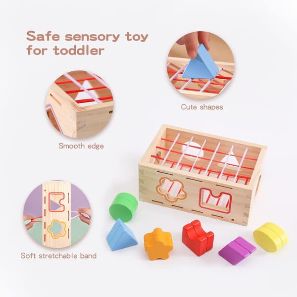 Træ geometrisk sortiment terninglegetøj 1-3 år småbørns Montessori-legetøj