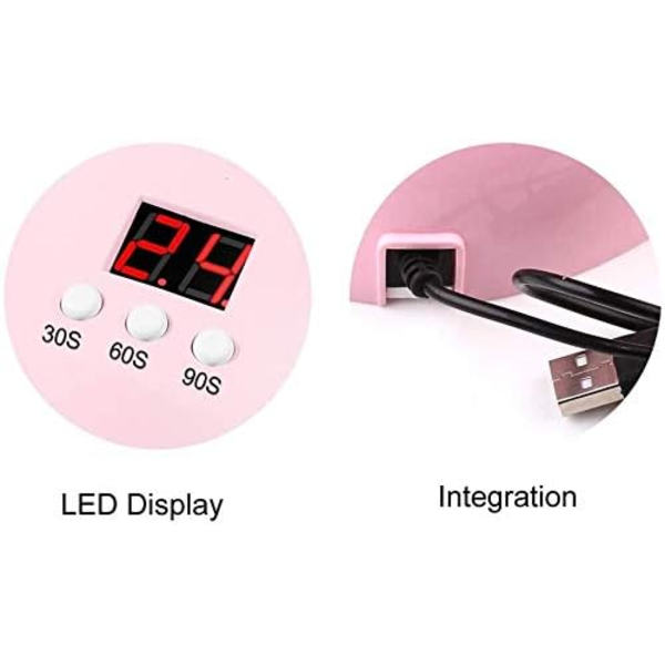 Mini 36W UV-ljus nagellampa, bärbar 12 LED nagellackshärdningslampa med LED-display, nagelverktyg med 30s/60s/90s timerinställningar
