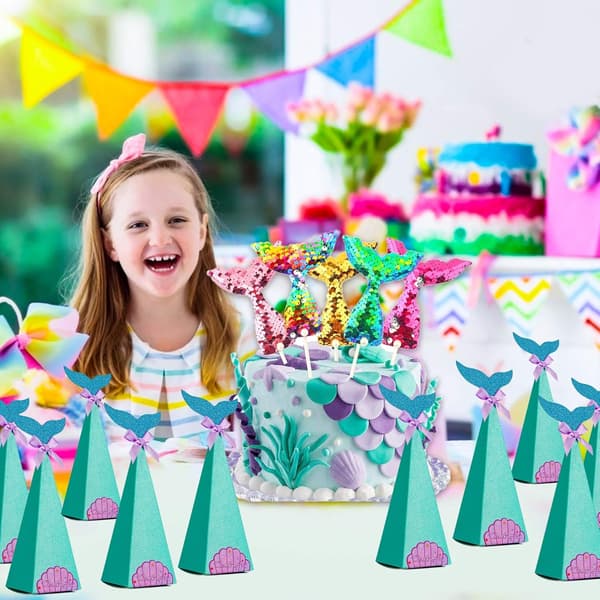 Sjöjungfru Svans Triangel Pappersgodisaskar, Bröllopsdusch, Sjöjungfrufest, Barnkalas (Paket med 20)