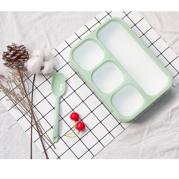 Lunchbox för barn med 4 fack, läckagesäker barnkammare Bento Box 1000 ml Hållbar lunchlåda green