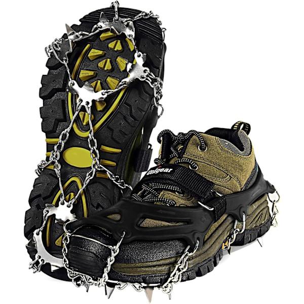 Ice Traction-klotsar Ice Snow Grips Stegjärn med 18 skospetsar för promenader, svart, M black m