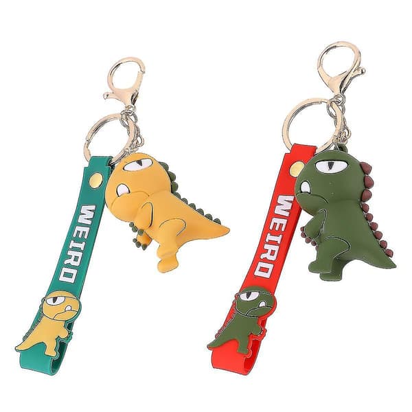 2 st dinosaurienyckelringar flexibel lim liten nyckelring stereonyckelring