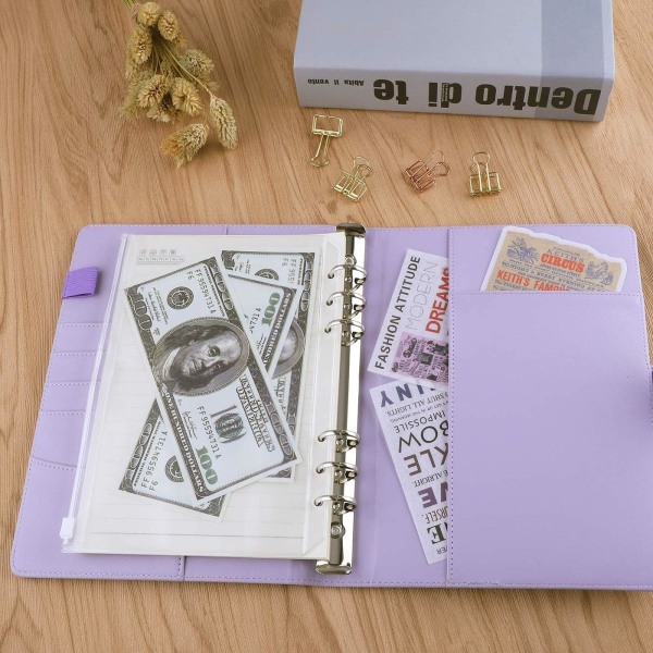 Läder A5 Ringpärm Planner Notebook Planner med magnetiskt spänne (Inre papper ingår ej)-Lila Purple