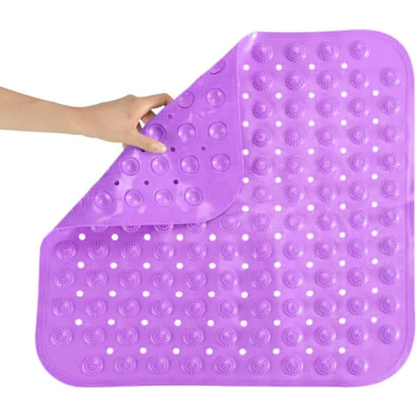 Antislip badmatta, fyrkantig antimögel PVC badmatta fotmassagematta 48 x 48 cm (Lila) Purple