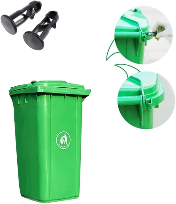 10 stk. hengselpinner til søppeldunklokk 65 mm x 18 mm i plast for utendørs søppeldunker