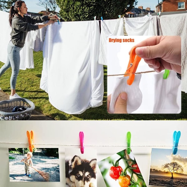 48-pack Klädnypor för tvätt 4 färger Tvättpinnar Plast Halkfria tvättpinnar