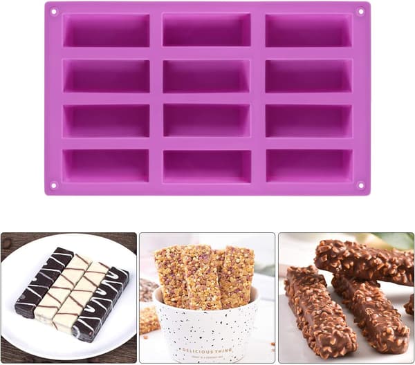 12-hulls smal silikonform/proteinbarform/energibarbrød muffins ostekake pudding såpe smørform - 2-pakning