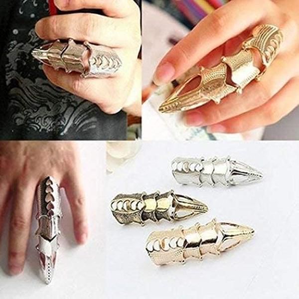 Män Kvinnor Gotisk Punk Led Knuckle Full Finger Klo Ring Statement Smycken, Legering