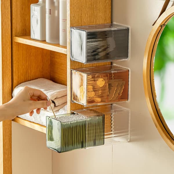 Bomullspads Holder Bomullspinner Kuler Boks Organizer Dispenser Oppbevaring Kosmetikkbeholder Tanntrådholder