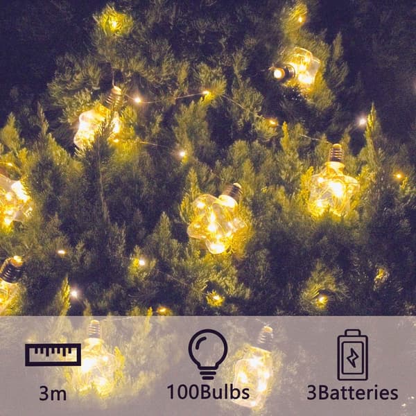 Hjemmeinteriør 3m 100 LED Stjerne Lyslenke Dekorasjon (Varmt Lys)