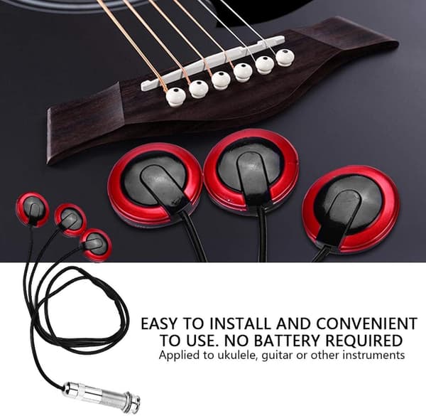 Gitar Pickup Selvklebende Design Pickup Mikrofon Transduser Sett Ingen Batteri Nødvendig