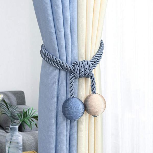 2-pack gardinbindningar i rep, gardinbindningar i rep för gardiner, vardagsrum Navy blue