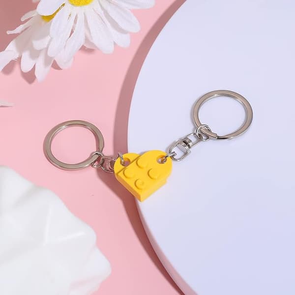 2 stykker to hjerte nøglering par nøgleringe Valentinsdag gave (lysegul) yellow
