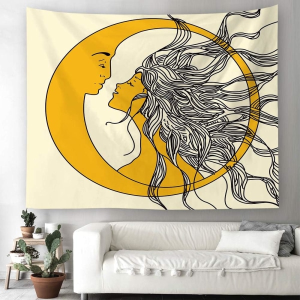 Estetisk abstrakt konst väggtapet heminredning (58 * 79 tum, måne och sol) 150*200cm